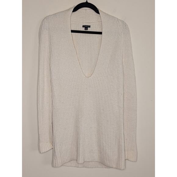 Ann Taylor Women's Small Deep V Neck Heavyweight Knit Mini Sweater Dress / Tunic - Picture 1 of 4